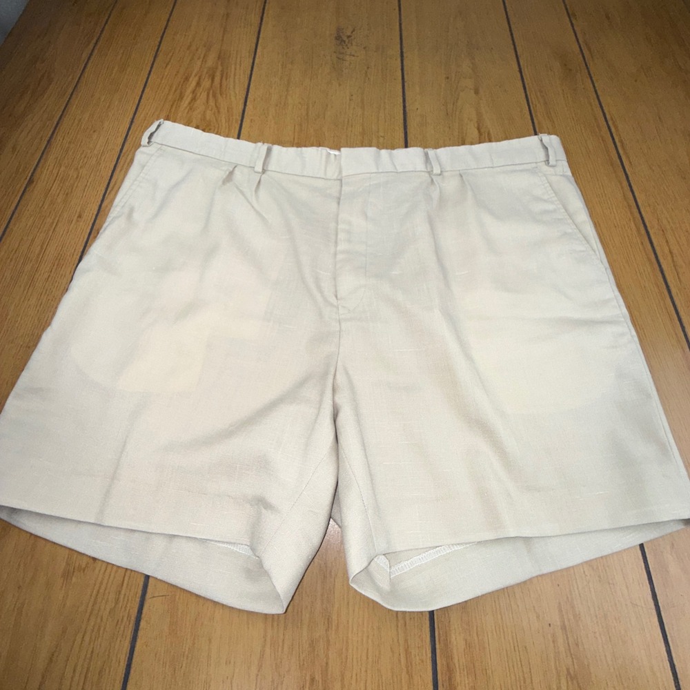 Islander Linen The English Sports Shop Bermuda Shorts  44 Beige Pleated Front